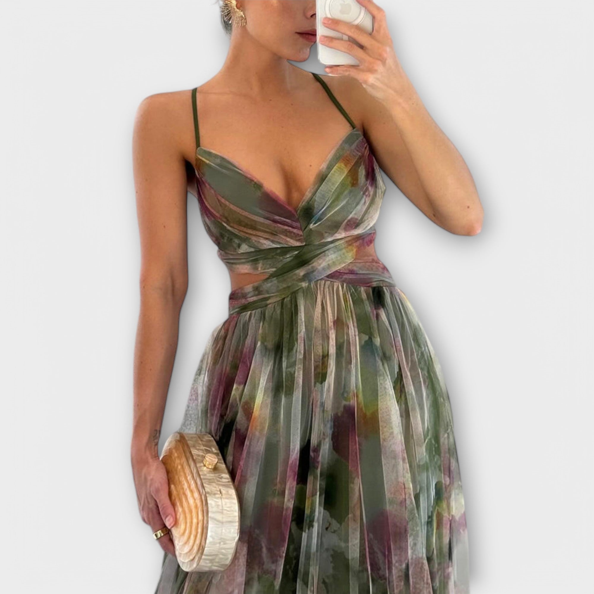 Annai Mesh Maxi Dress - Elegant and Figure-Shaping